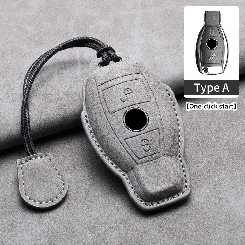 Car Key Cover for Mercedes Benz A C E S G Class GLC CLE CLA W177 W205 W213 W222 X167 AMG Leather Car Key Protective Cover
