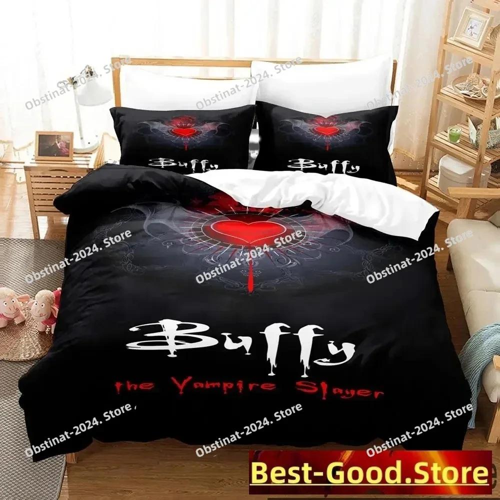 3D-Druck Buffy – Der Vampirjäger Bedrucktes Bettwäsche-Set Bettbezug Kissenbezug Bettwäsche-Set Bettlaken Bettbezug Voll Queen-Size