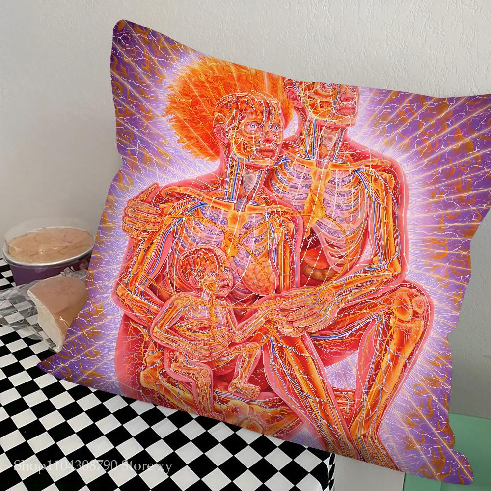 Abstract Alex Grey Trippy Psychedelic Pillow Bedroom Sofa Leisure Comfort Cushion Car Living Room Home Decoration