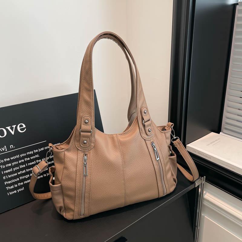 Womens Stylish Litchi Texture Handbag Adjustable Strap Vintage Leather Shoulder Bag for Daily  for Daily Commute Work Shopping and Weekend Outings