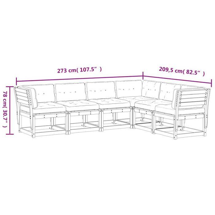 VidaXL Salon de Jardin avec Coussins 6 pcs, Sièges de Patio, Ensemble de Meubles, Mobilier de Terrasse Arrière-cour 3217020