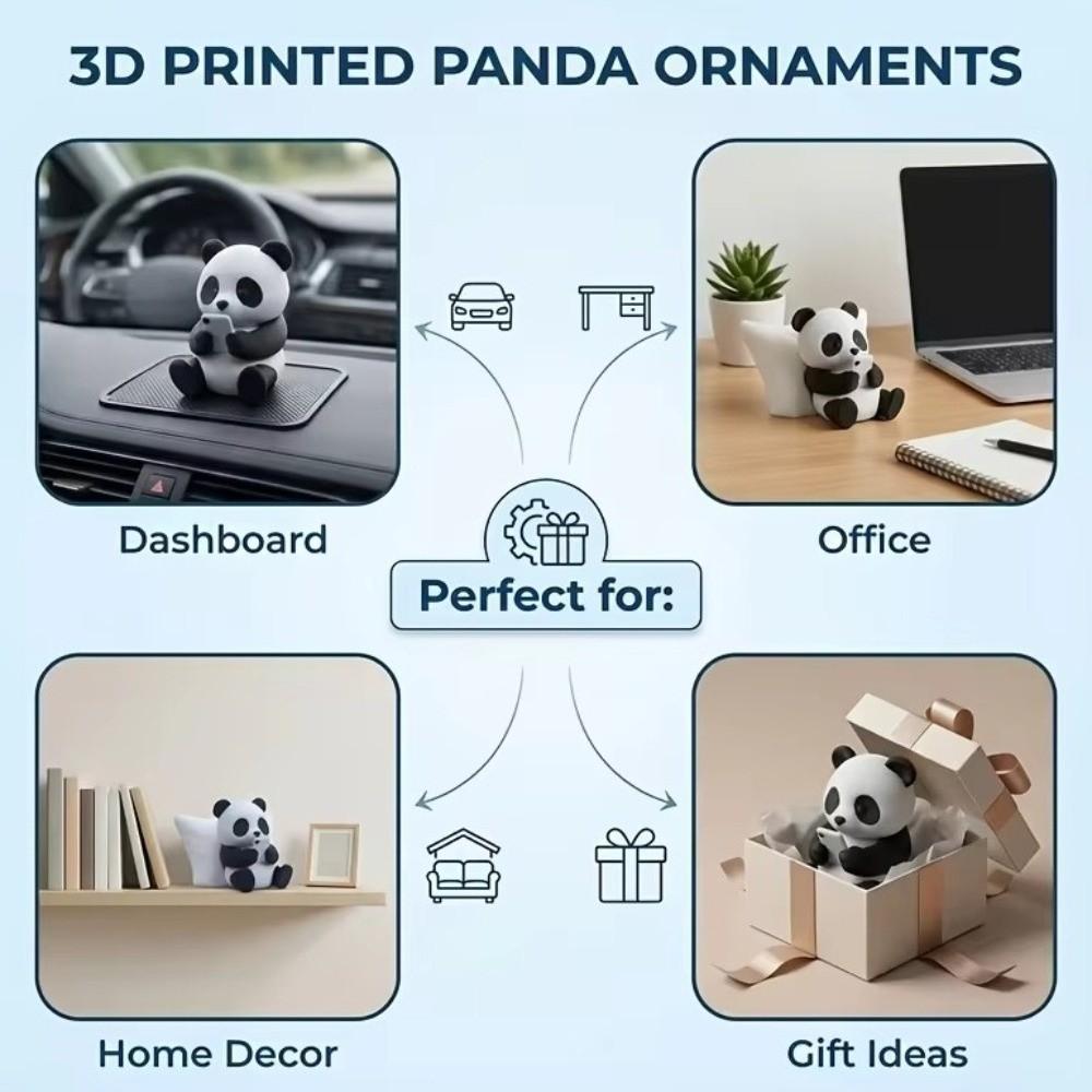 Simulated Lazy Panda Figurine Creative Animal Model Funny Car Ornament Home Desk
