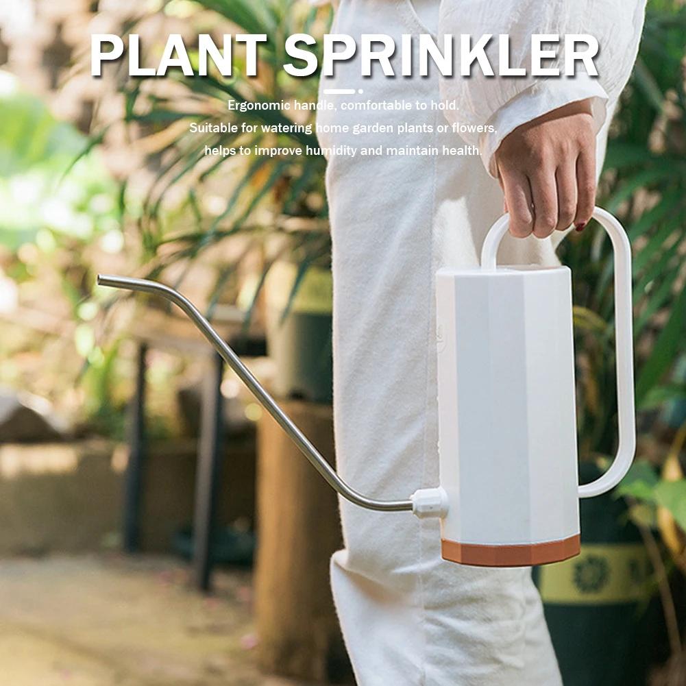 1000ml Plant Watering Can Stainless Steel Curved Mouth Flowers Plastic Watering Can Household Multi-function Bonsai Garden Tool