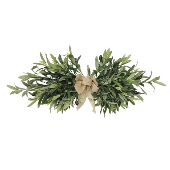 Artificial Olive Wreath for Front Door Realistic Green Olive Branches with Bean for Farmhouse Indoor Outdoor Home Wall Window Wedding Decor