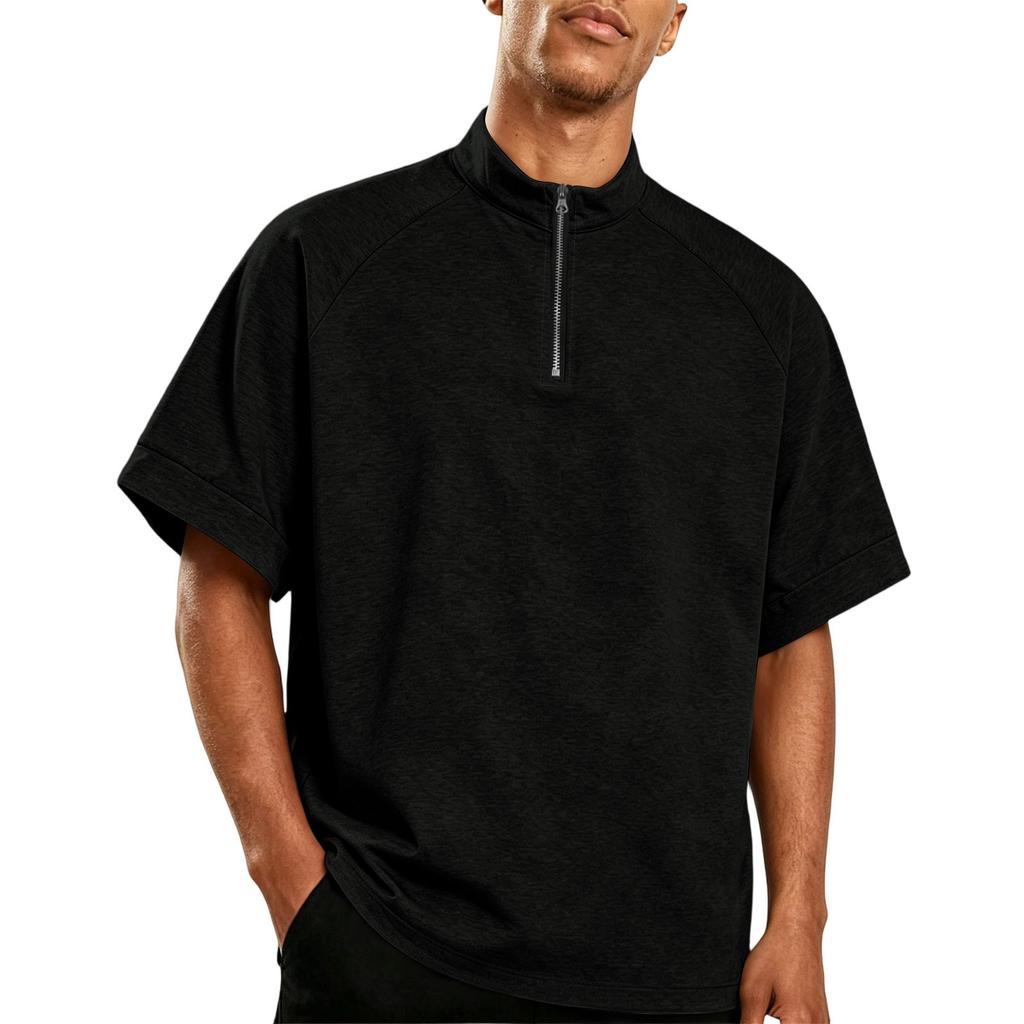 Heren Golf Poloshirt Lichtgewicht Winddicht Korte Mouw Waterafstotend Trainingsshirt met Halve Rits Kraag voor Buitensporten