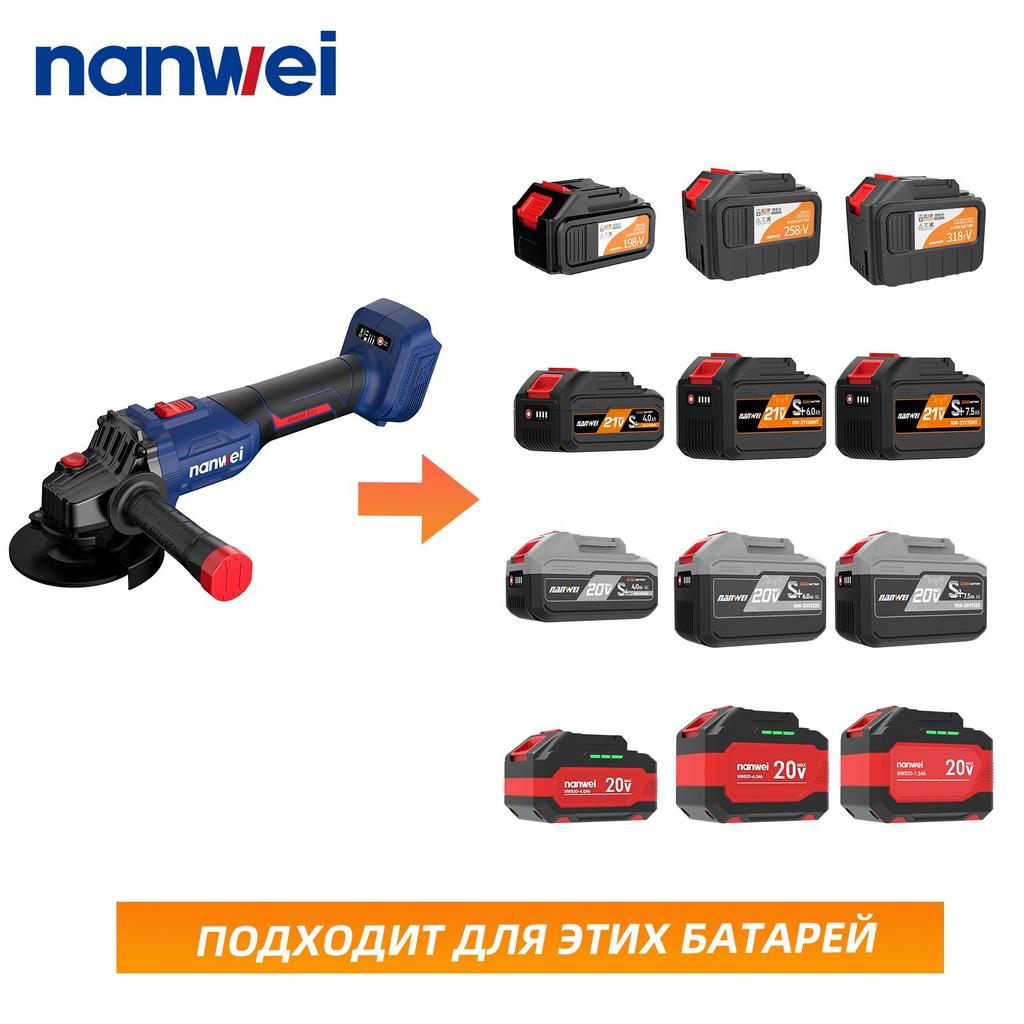 NANWEI 125 Mm Angle Grinder 5000/7000/9800 Rpm, 20 V, Brushless Motor