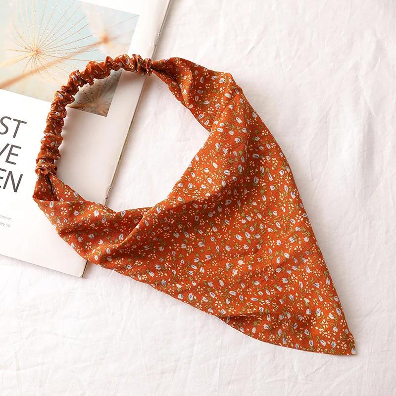 Bohemia Women Bandana Hair Scarf Summer Vintage Printted Chiffon Head Scarf Elastic Hair Bands Headwear Turban Femme