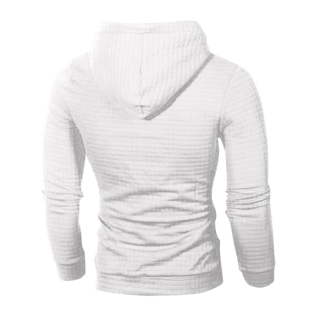 Men's Casual Solid-color Checkered Hoodie, Long-sleeved Hoodie, Sweatshirt And Jacket
