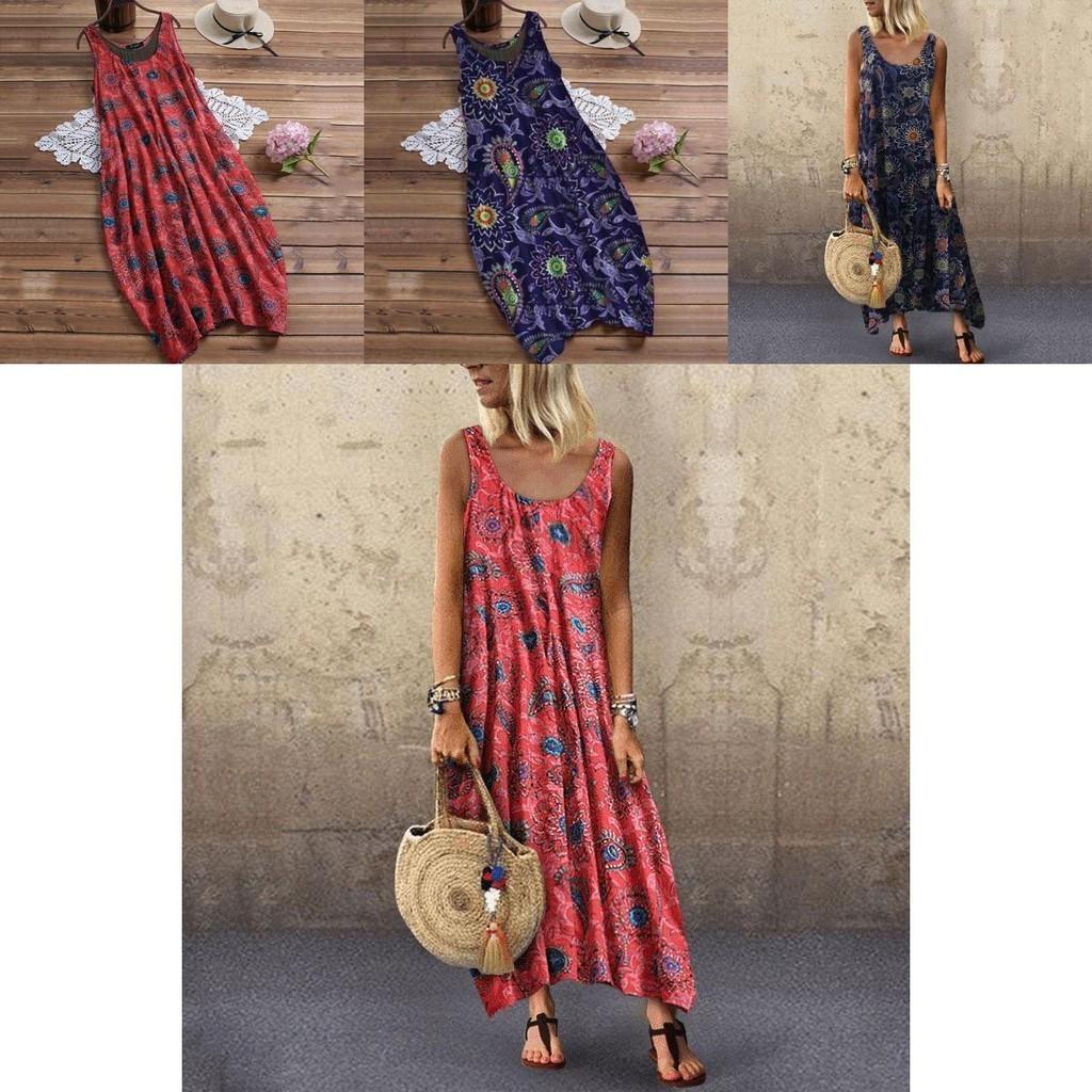 Elegante Kaftano Boho Lungo Senza Maniche Estivo da Donna per la Spiaggia