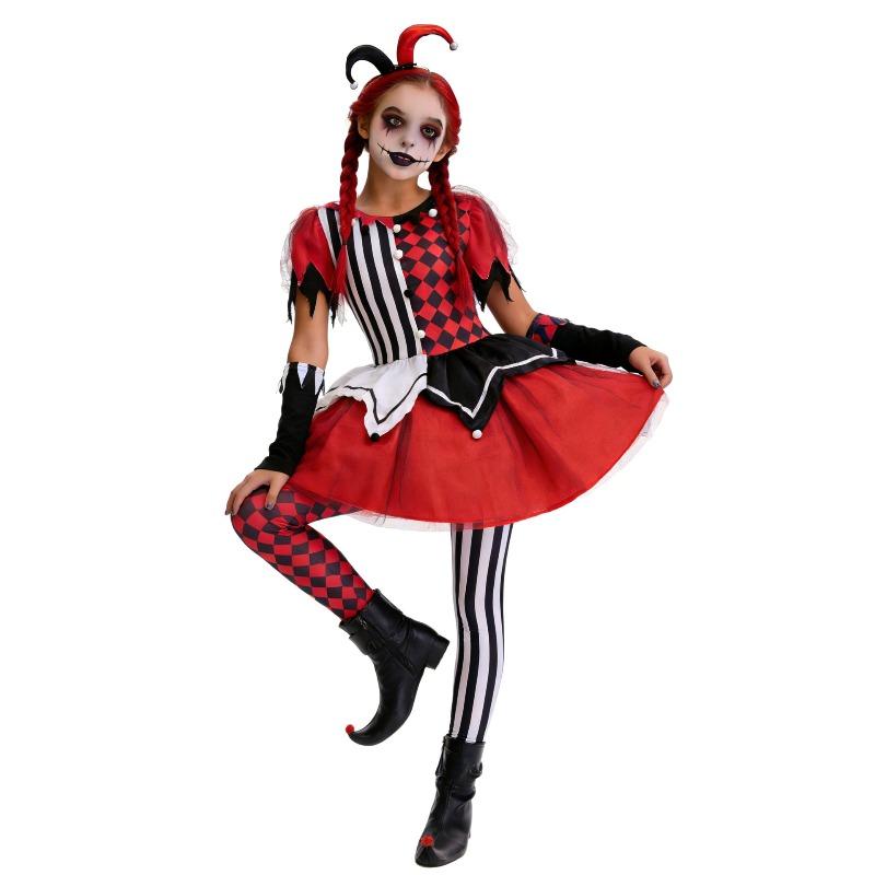 Halloween, Kids Clown Cosplay Costumes Parent-Child Costumes Circus Soul Clown Adult Costumes