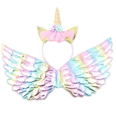 Bandeau Licorne Costume Aile Robe pour Tout-petit Déguisement Aile de Fée pour Enfants Filles Cosplay Costume de Spectacle Aile d'Ange