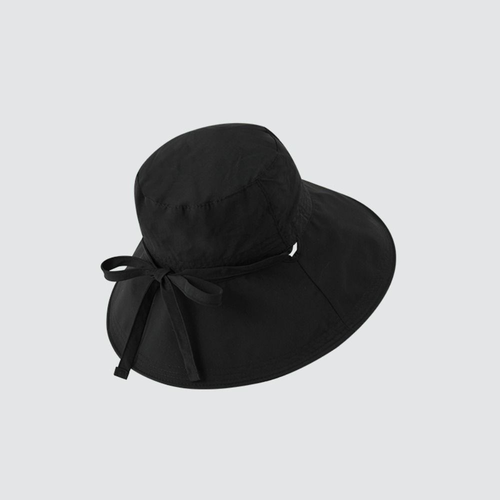 Solid Color Summer Sun Hat Lace Up Bucket Hat Fashion Sunshade Hat  Travel