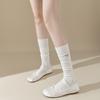 Women Stockings Bee Embroidery Long Socks Solid Color Black White Gray Stockings Knitted Cotton Knee Socks Women Stockings