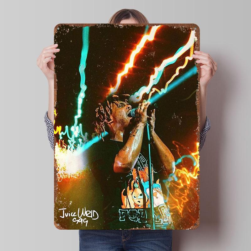

Juice Wrld Tinplate Poster Customized Wall Art Vintage Retro Metal Signs for Room Decorations Bedroom Decoration At Home Decor 20x30cm（7.8x11.8inch）