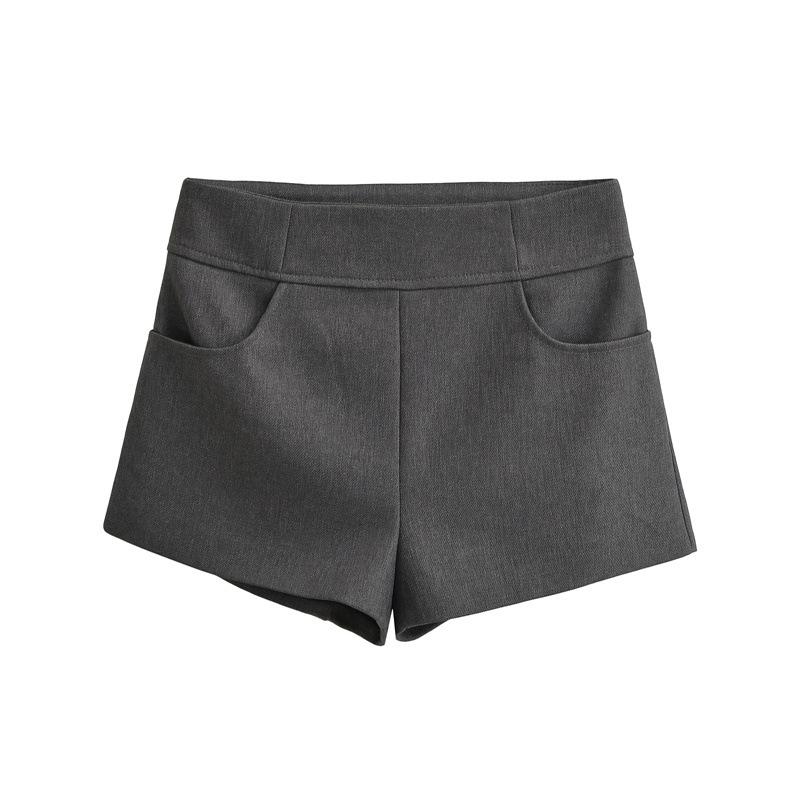 2026 Women's Slim High Waist Khaki Suit Shorts - Elegant, Straight Leg Casual Hot Pants