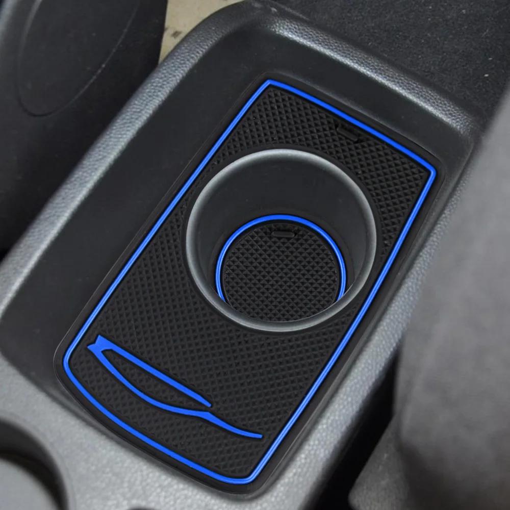 For Ford Fiesta MK7 2009 - 2015 Door Groove Mat Anti Slip Door Mats Water Cup Mats 10Pcs Slot Pad Interior Accessories