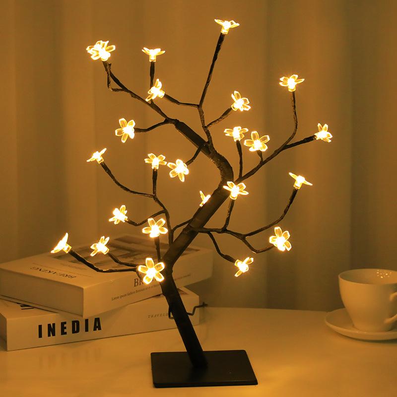 Cherry Blossom & Maple Leaf LED Tree Night Light - Creative Desktop Decoration Atmosphere Lamp