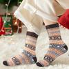 Women's Winter Warm Socks 5 Pair Set - Geometric Pattern, Thick Knitted, Soft Polyester and Spandex Blend, Elastic and Comfortable