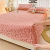 2025 Velvet Embossed Fitted Sheet 3-Piece Set: Winter Solid Color, Skin-Friendly Mattress Protector
