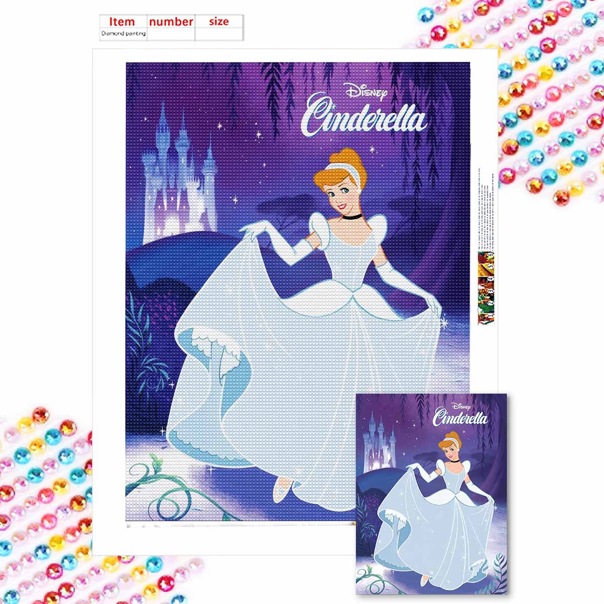 

Полная круглая алмазная живопись Хрустальные туфельки и Золушка Искусство Стразы Картина Мозаика Сделай сам 5D Вышивка крестом Вышивка Украшение для дома Round 20x30cm