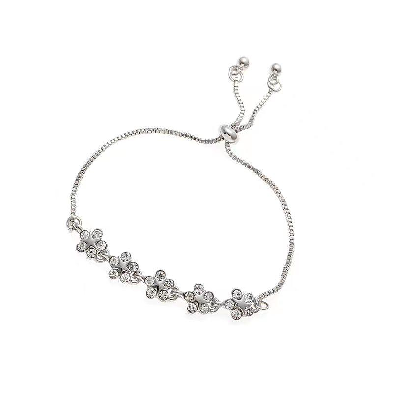 Korean Style Zircon Flower Bracelet for Women - Trendy, Simple, Personalized Design