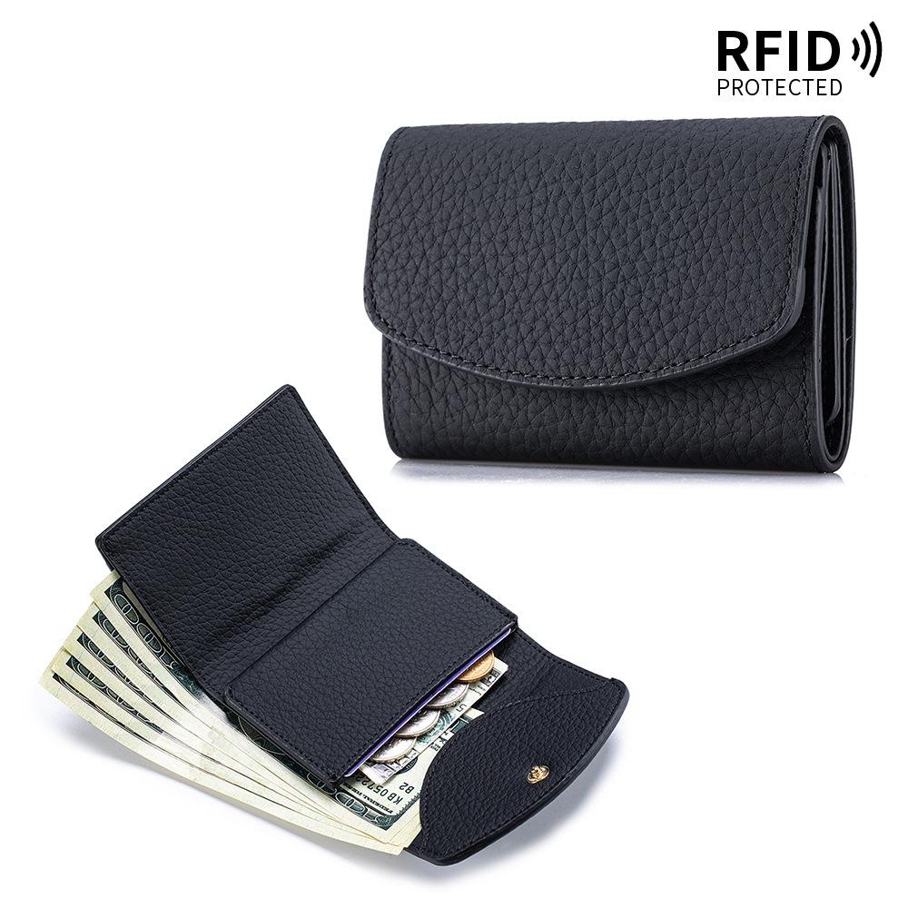 Women Genuine Leather Slim Short Wallet RFID Blocking mini Wallet Credit Card Holder money clip wallet Zipper Coin pocket