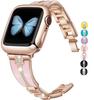 Resin+Metal Strap for Apple Watch 45mm 44mm 42mm 40mm 41mm 46mm 49mm Women Diamond Bracelet Iwatch Ultra 10 9 8 7 6 5 4 SE Band