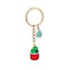 Womens Succulent Potted Plant Keychain Beach Style Hat Garden Succulent Cactus Plant Keychain Zinc Alloy Oil Drop Pendant Gift