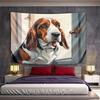 "Thoughtful Basset Hound by Door" Pattern Wall Hanging Tapestry Decorative Tapestry Home Decor for Bedroom and Living Room