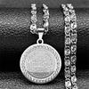Collier Médaille Allah Musulman Islam Coran pour Femmes Hommes Strass Acier Inoxydable Couleur Or/Argent Chaîne Bénédiction Arabe Bijoux