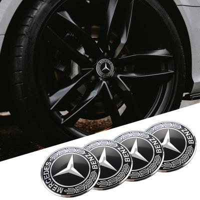 CRU1 4Pcs 56mm Car Emblem Auto Wheel Center Hub Caps Decal Accessories For Mercedes Benz B/C/E/S Class A Class C200L GLC GLK