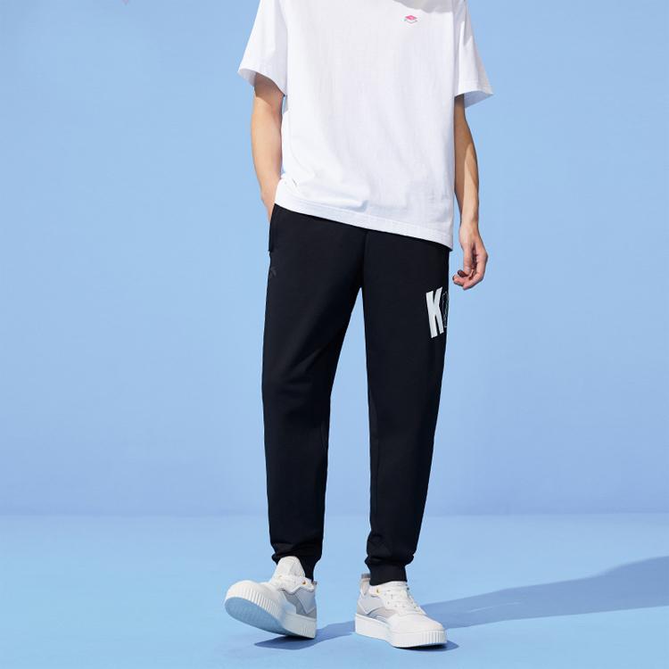 Anta Life Series Letter Print Loose Knit Cropped Sports Pants Men Bottoms Black 152128304-1
