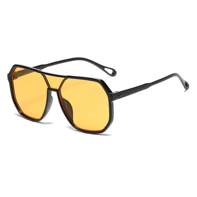 Unisex High-End Round Sunglasses - Stylish Anti-UV Large Frame for Slimming Effect, Model 18214