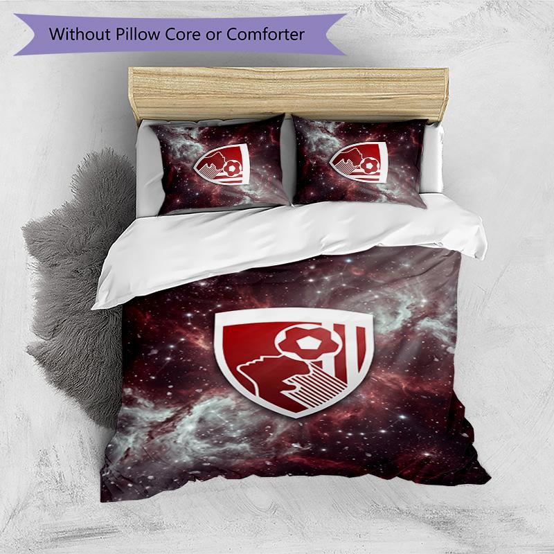 Bournemouth Fußball Bedrucktes 3-teiliges Bettwäscheset, Bequemes Hautfreundliches Schlafzimmer Bettbezug-Set