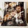 Cute Animal Theme Cats Dogs Lover Flannel Blanket Gifts Soft Warm Thin Blankets for Sofa Bed Car Camping All Season Customizable
