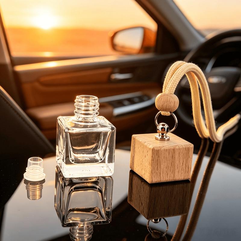 Car Essential Oil Empty Diffuser Bottle 8ml Dyed Square Cap Mini Ornament for Travel Vehicle Aromatherapy Decor