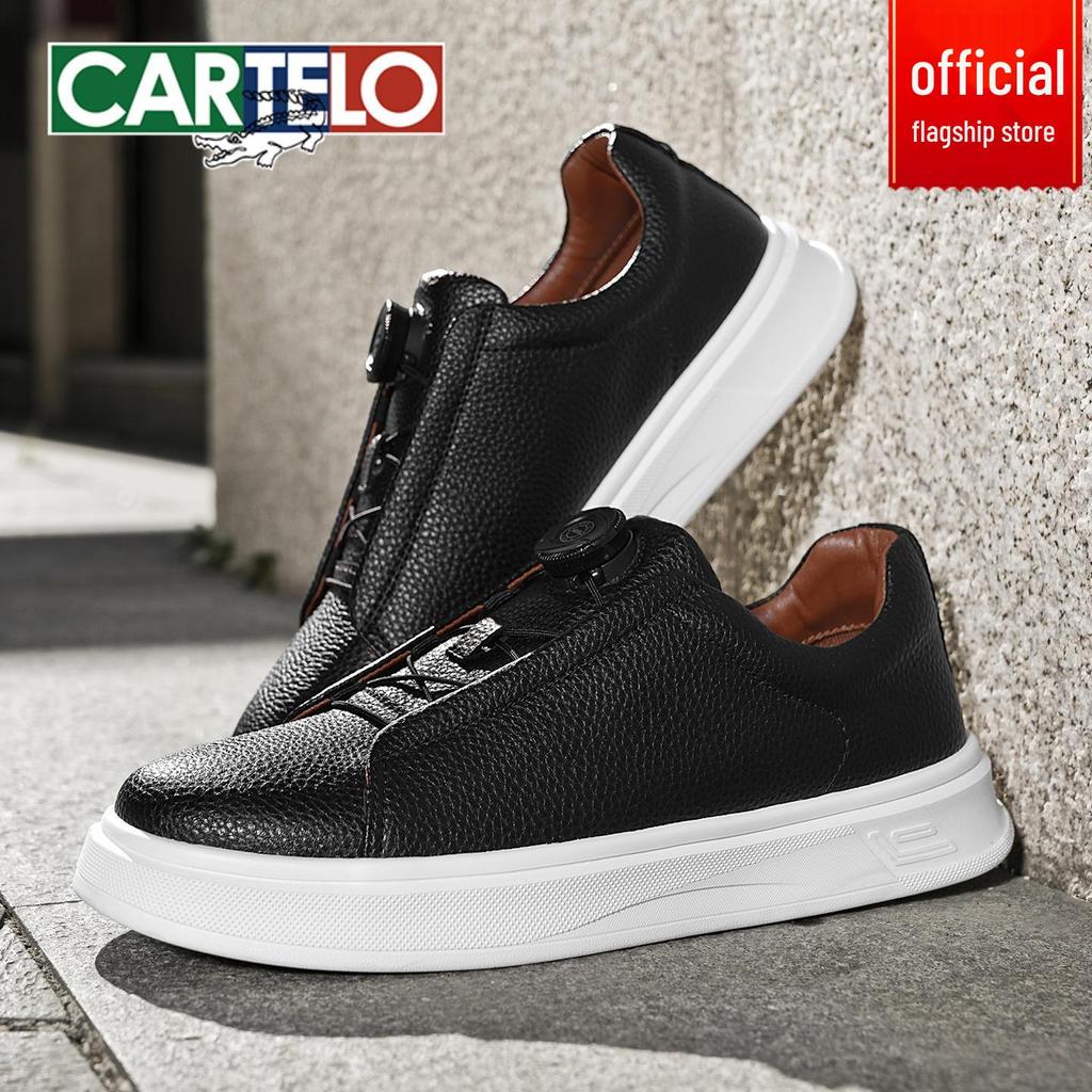 Cardile Crocodile Men's Autumn Skate Shoes: Comfortable, Thick-Soled, Slip-On Leather Casuals