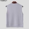 INCERUN Summer Men V Neck Front Cross Solid Rib Casual Tank Tops Undershirts