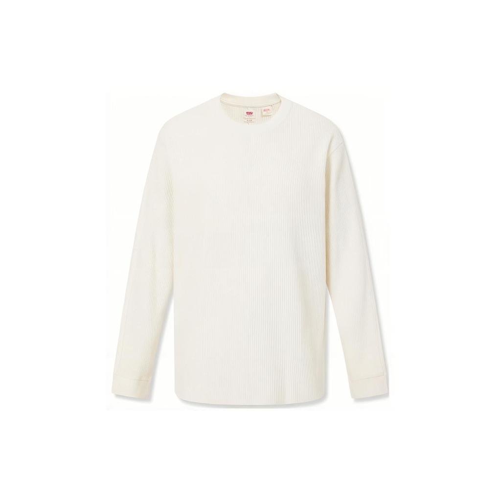 Levis FW23 Solid Color Crew Neck Pullover Long Sleeve Sweatshirt Men sweatshirt White A1851-0010