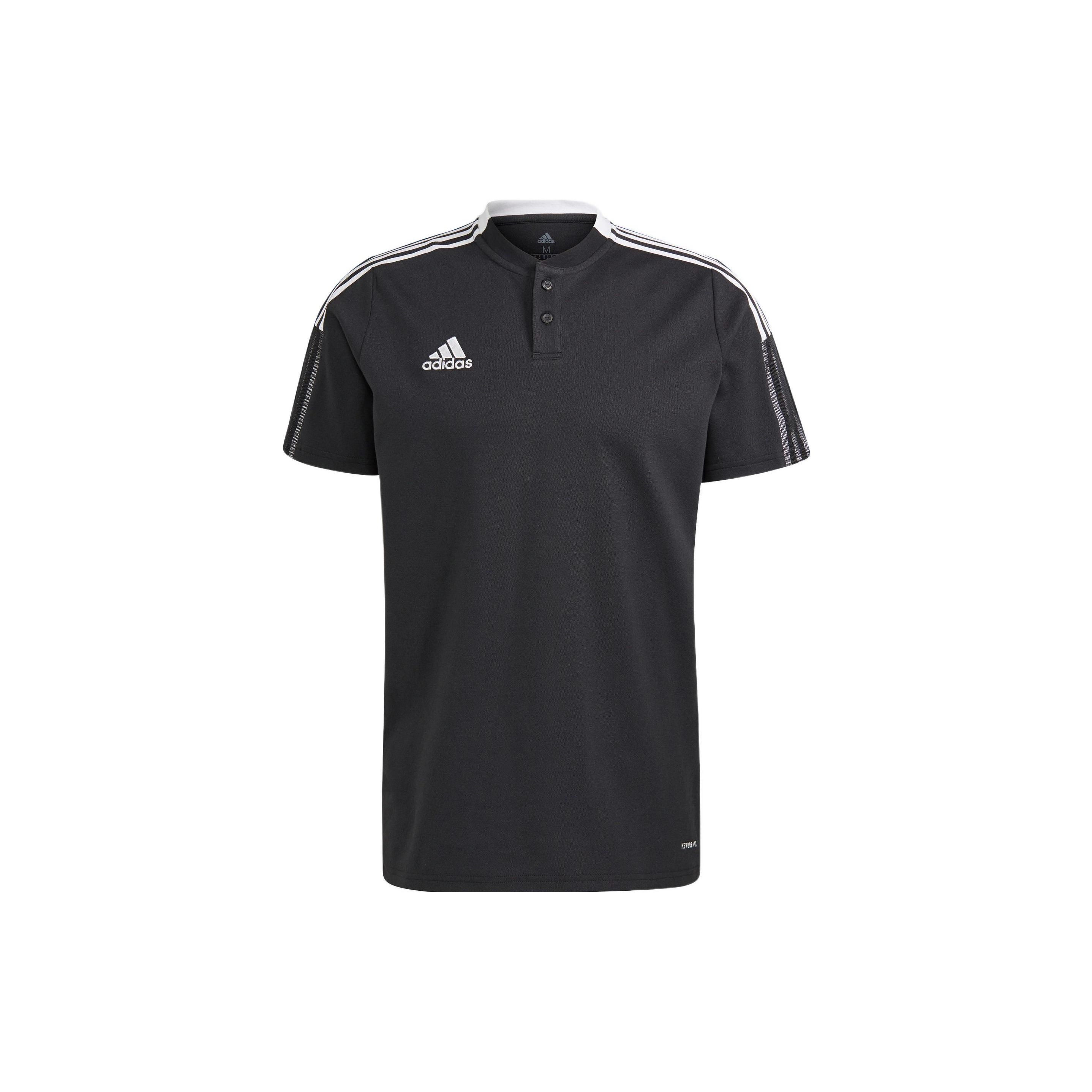 

Adidas Logo Print Striped Collar Short Sleeve Polo Men Tops Black GM7367 XS