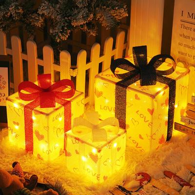 3 Pack Weihnachten Licht Boxen, Leucht Geschenk Szene Layout Dekoration für Party,