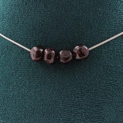 Stones and Minerals. Necklace 4 Spessartite Garnet Beads from Mozambique. Steel Chain Necklace Women, Men. Custom Size