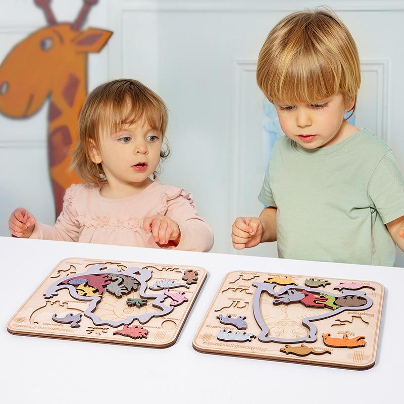 Brain Burning Decompression Animal Dinosaur Three-dimensional Shape Pairing Cognitive Puzzle Board Early Education Puzzle Toy