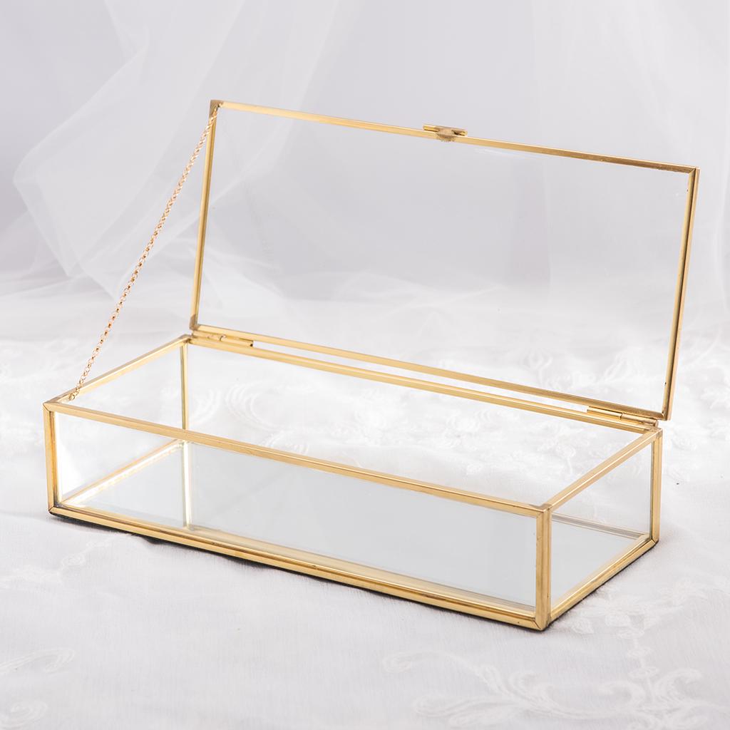 Glass Vintage Jewelry Box Octagon Jewelry Display Organizer Vanity Cabinet Decor Keepsake Cosmetic Makeup Storage Jewelry Box