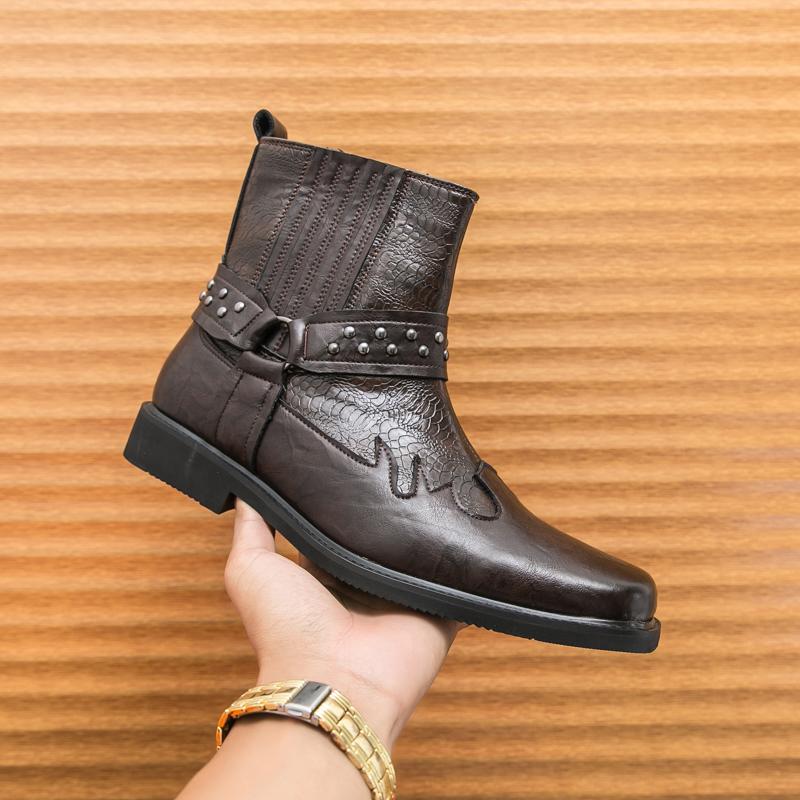 Fashion Size 38-46 Retro Men Ankle Boots Men Comfortable Fashion Cowboy Boots European Outdoor Waterproof Training Brand Boots Men