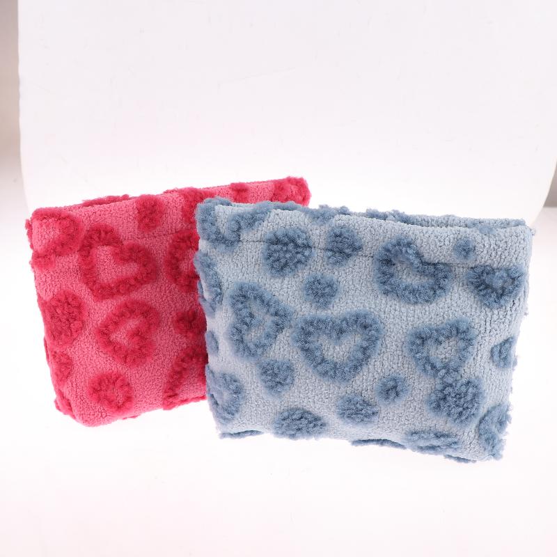 Plush Cute Love Makeup Bag Portable Skincare Product Lipstick Storage Bag Hand-Held Inner Bag Korean Brush Pencil Cases