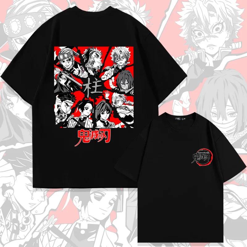Demon Slayer Animation Derivatives Kamado Tanjirou Tshirt Printing Mens 2025 Summer Fashion Casual Oversized Streetwear