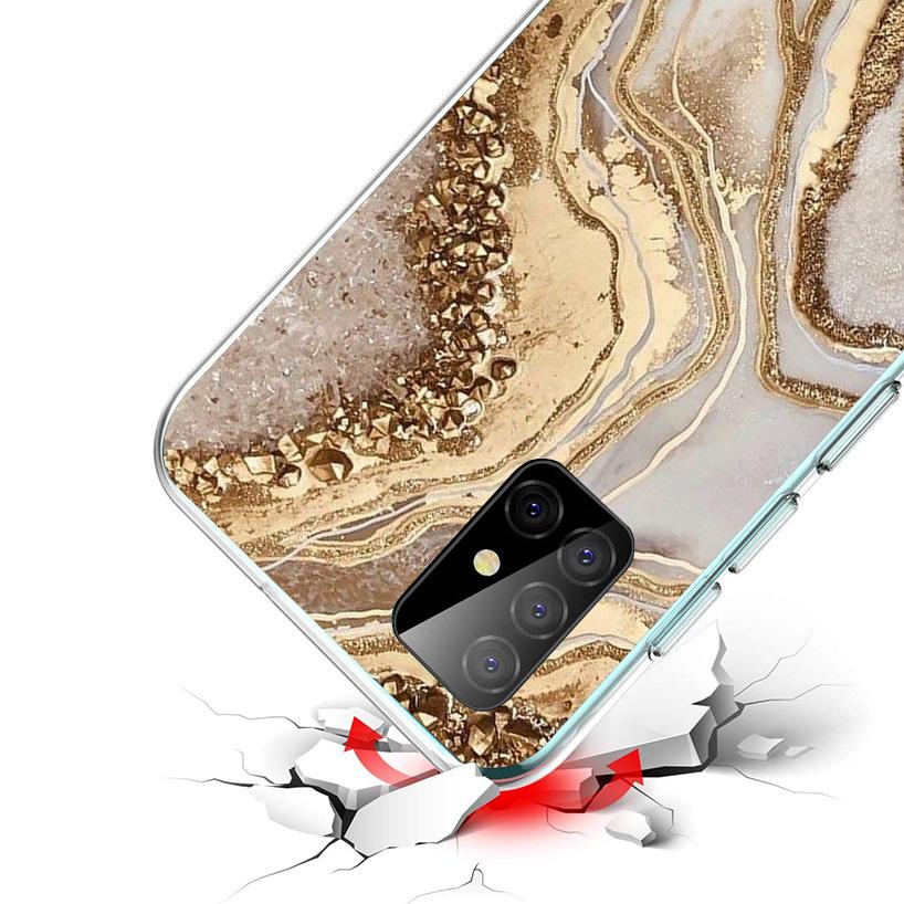 Fashion Gold Pink Geometric Marble Phone Case For Samsung Galaxy A52 A32 A22 A12 A51 A31 A50S A30S A20S A10S Note 20 Ultra 10 Pl