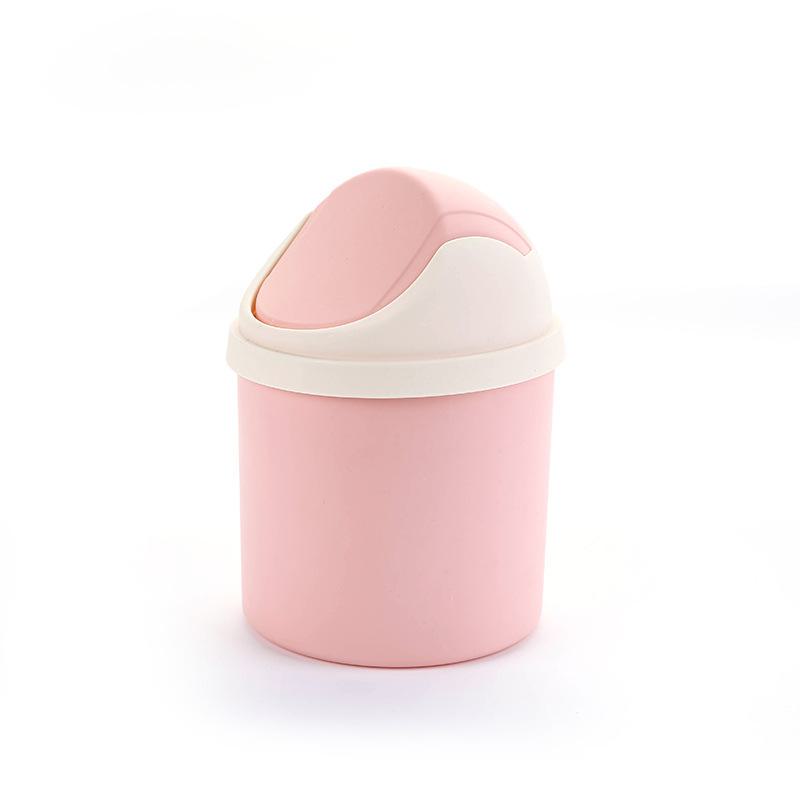 Mini desktop gyngelokk søppelbøtte - liten plastavfallskurv for oppbevaring på hjemmekontor.