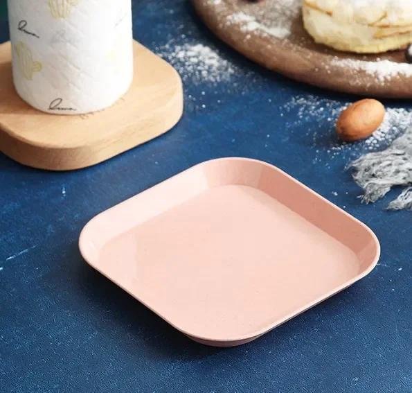 Home Creative Square Plate Set Deep and Thick Bone Spitting Plate Fruit Plate Restaurant Baby Plate